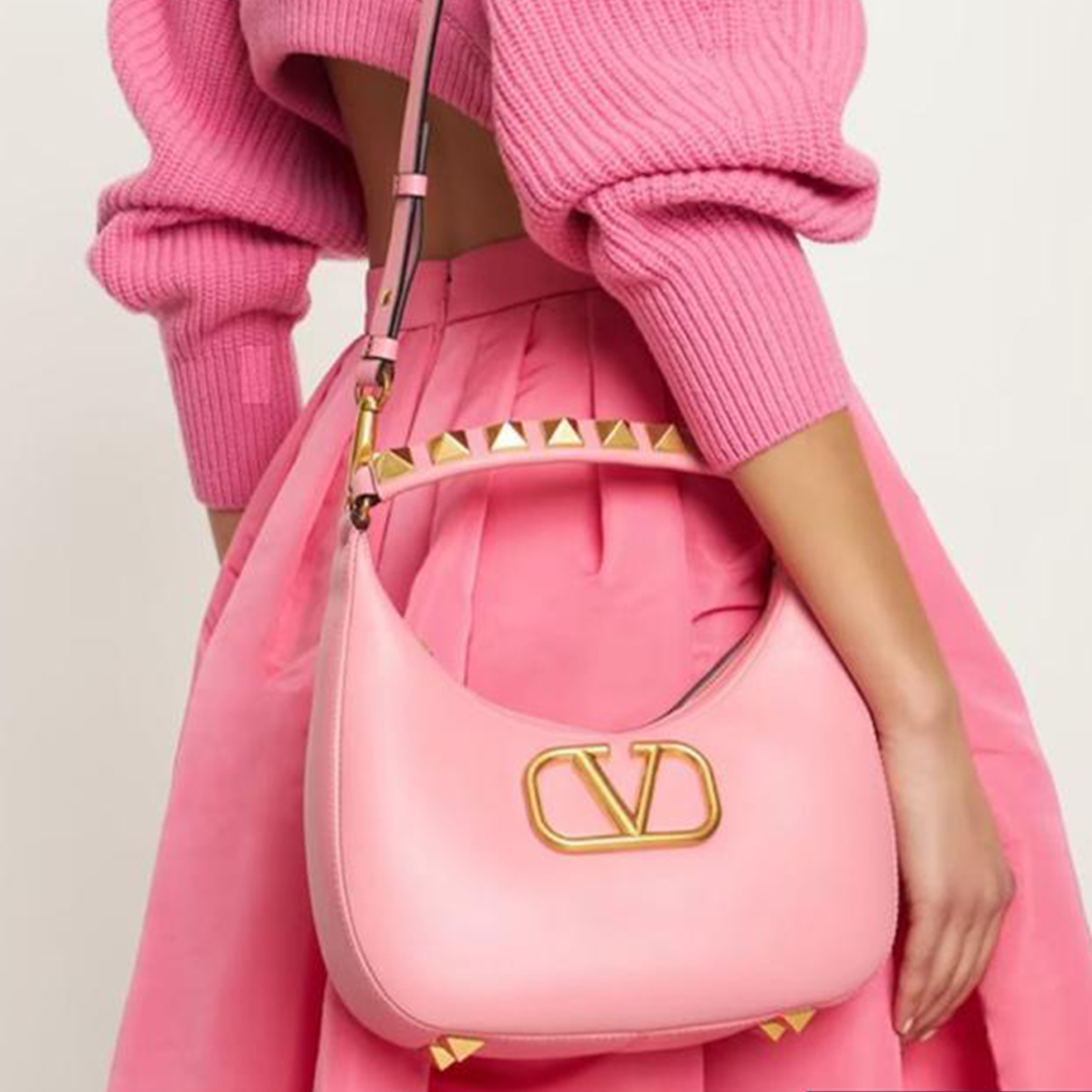 VALENTINO GARAVANI STUD SIGN HOBO BAG