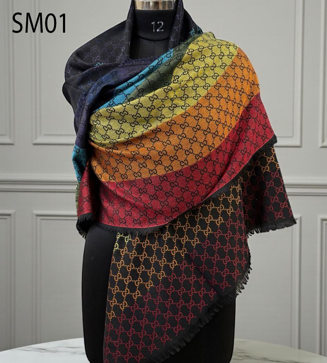 GC JACQUARD MULTICOLOUR  SQUARE SHAWL SM01