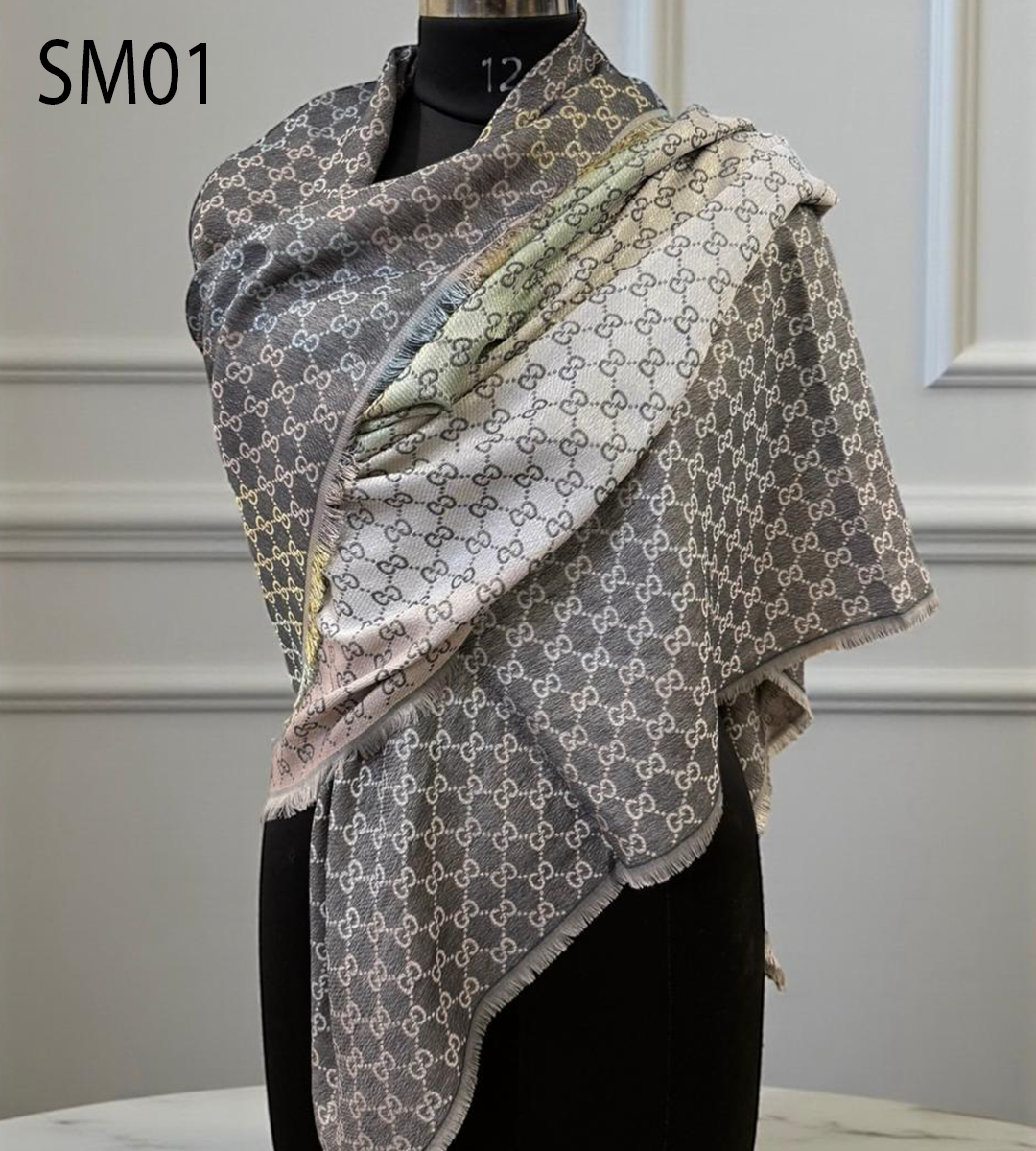 Alternative view of GC JACQUARD MULTICOLOUR  SQUARE SHAWL SM01